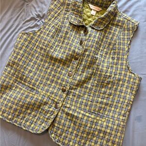 Christopher & Banks Plaid Vest in Blue and Green